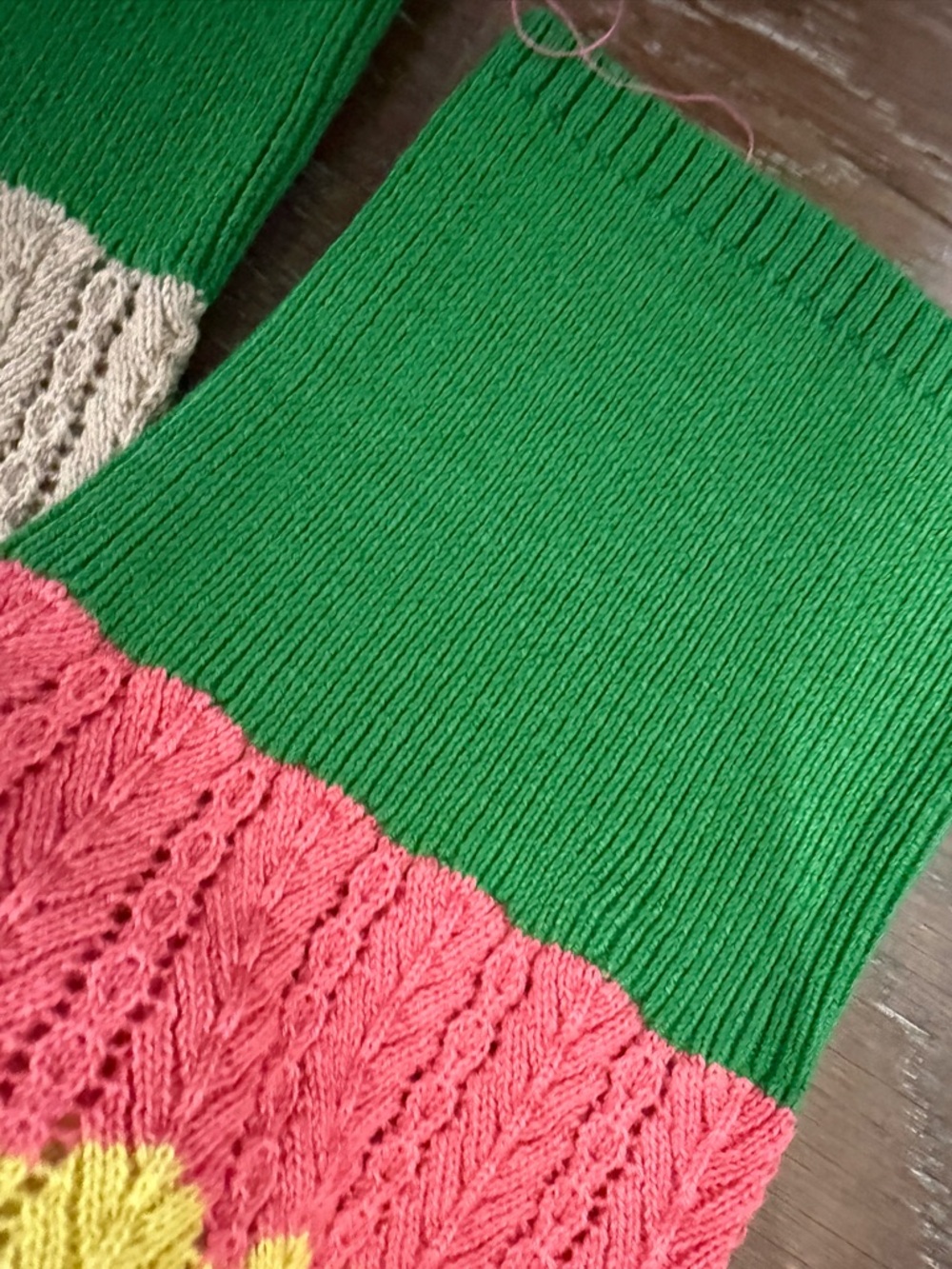 LK Bennett Pink, Yellow & Green Striped V-Neck Cotton Cardigan - Picture 8 of 11